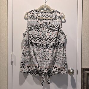 Sleeveless tie waist blouse